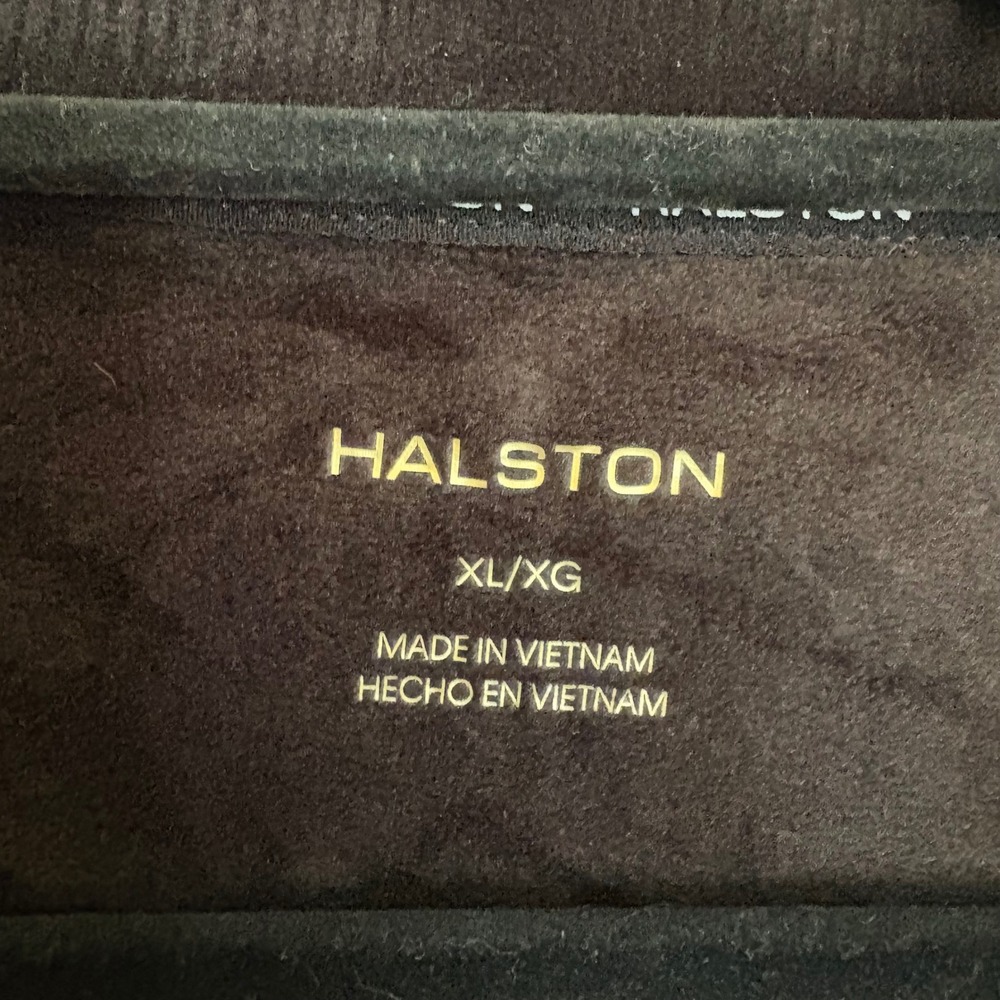 Halston Velour Quarter Zip Pullover Black Ribbed Sweatshirt XL NWT - Picture 3 of 8